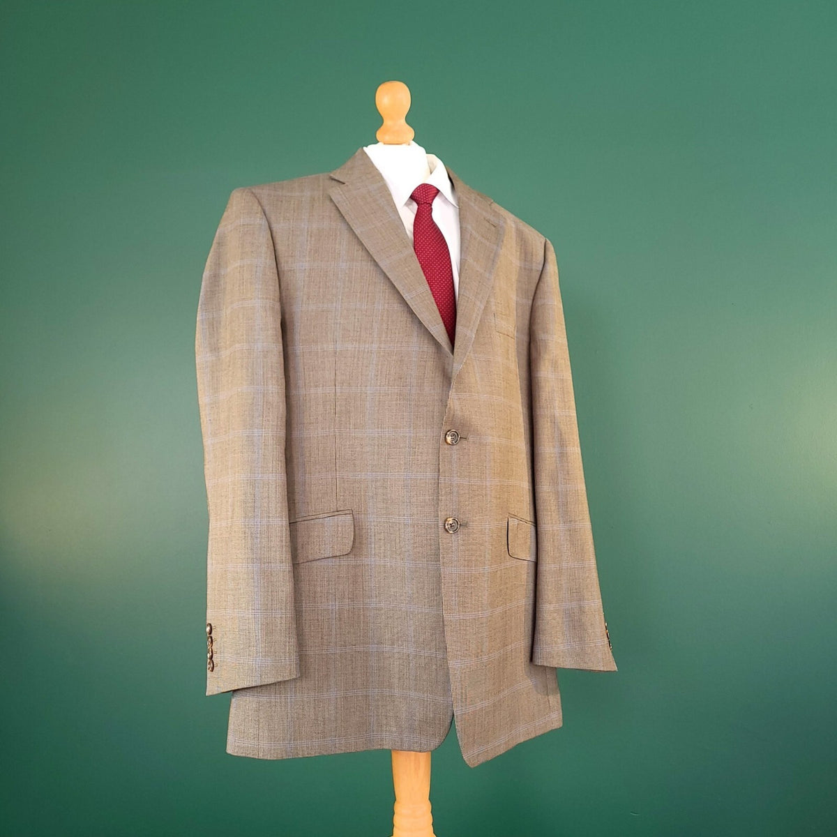 Marks & Spencer Wool Cashmere Blazer Jacket Mens 44L Tobacco Brown Check Sport
