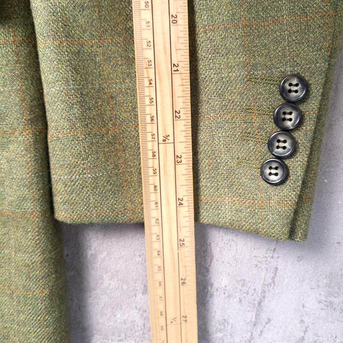 Brook Taverner Tweed Blazer Jacket Mens 46S Regular Fit Green Check Sport Coat