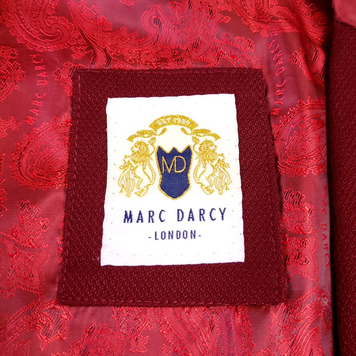 Marc Darcy Waistcoat Mens 40R Regular Fit Wine Red Paisley Back Kelvin SB Suit