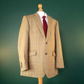 Brook Taverner Herringbone Tweed Blazer Jacket Mens 40R Beige Check Wool Sport
