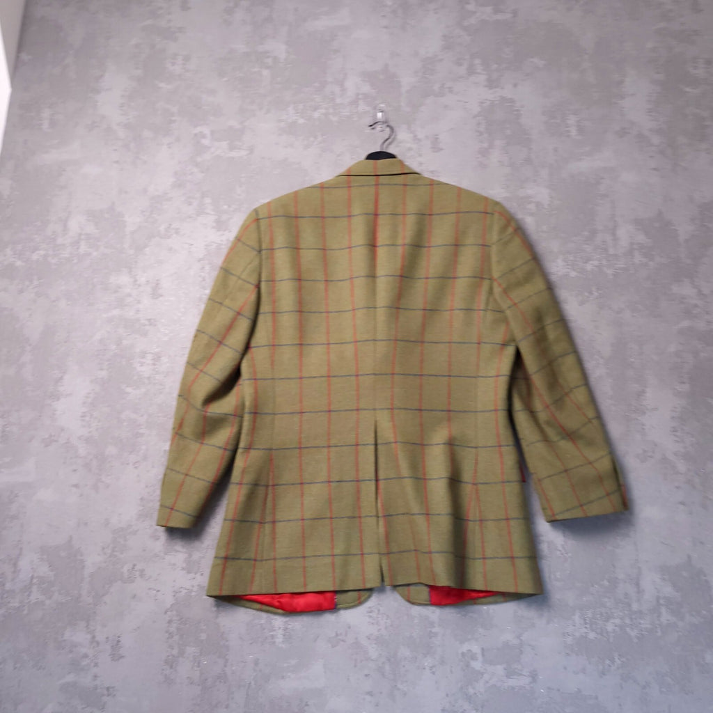 Brook Taverner Tweed Blazer Mens 40S Olive Green Windowpane Check MoonWool