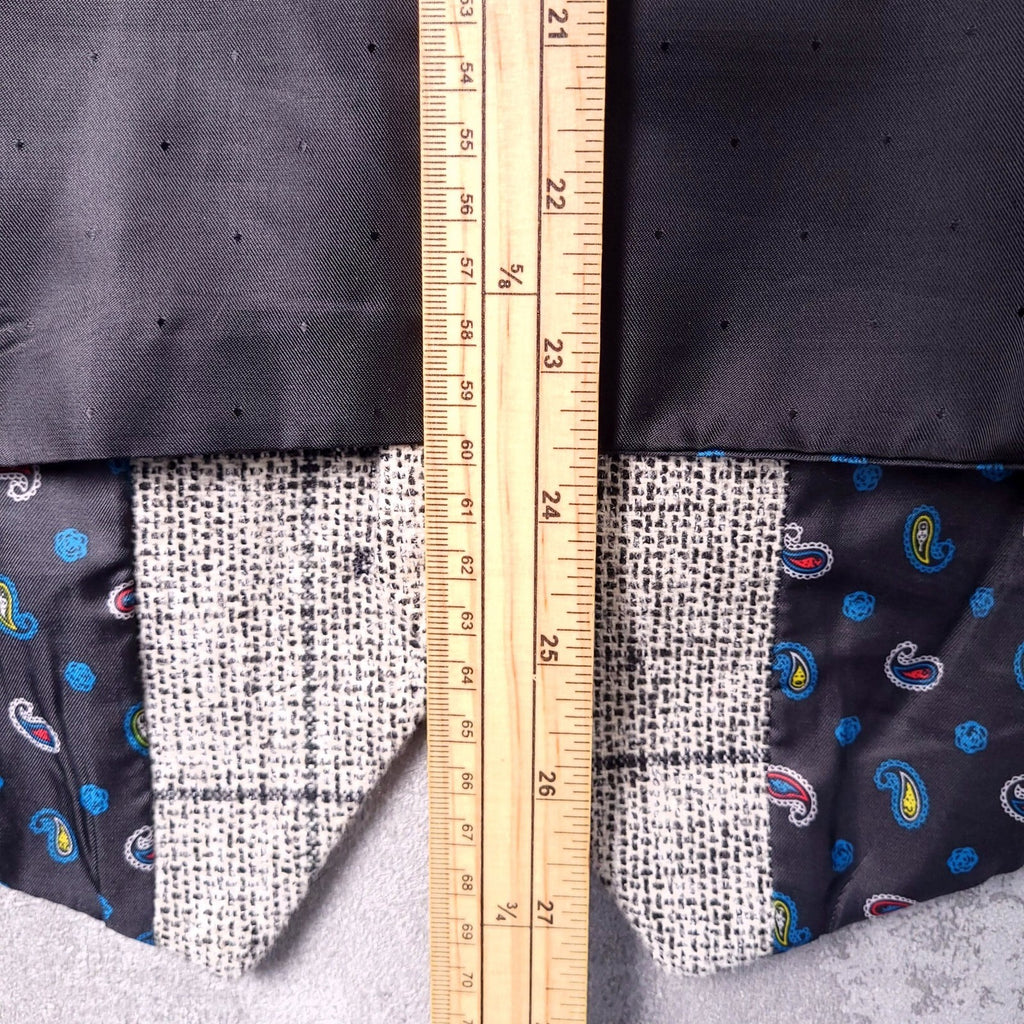 Marc Darcy Tweed Blazer Waistcoat Mens 38R Regular Grey Check Elbow Patch