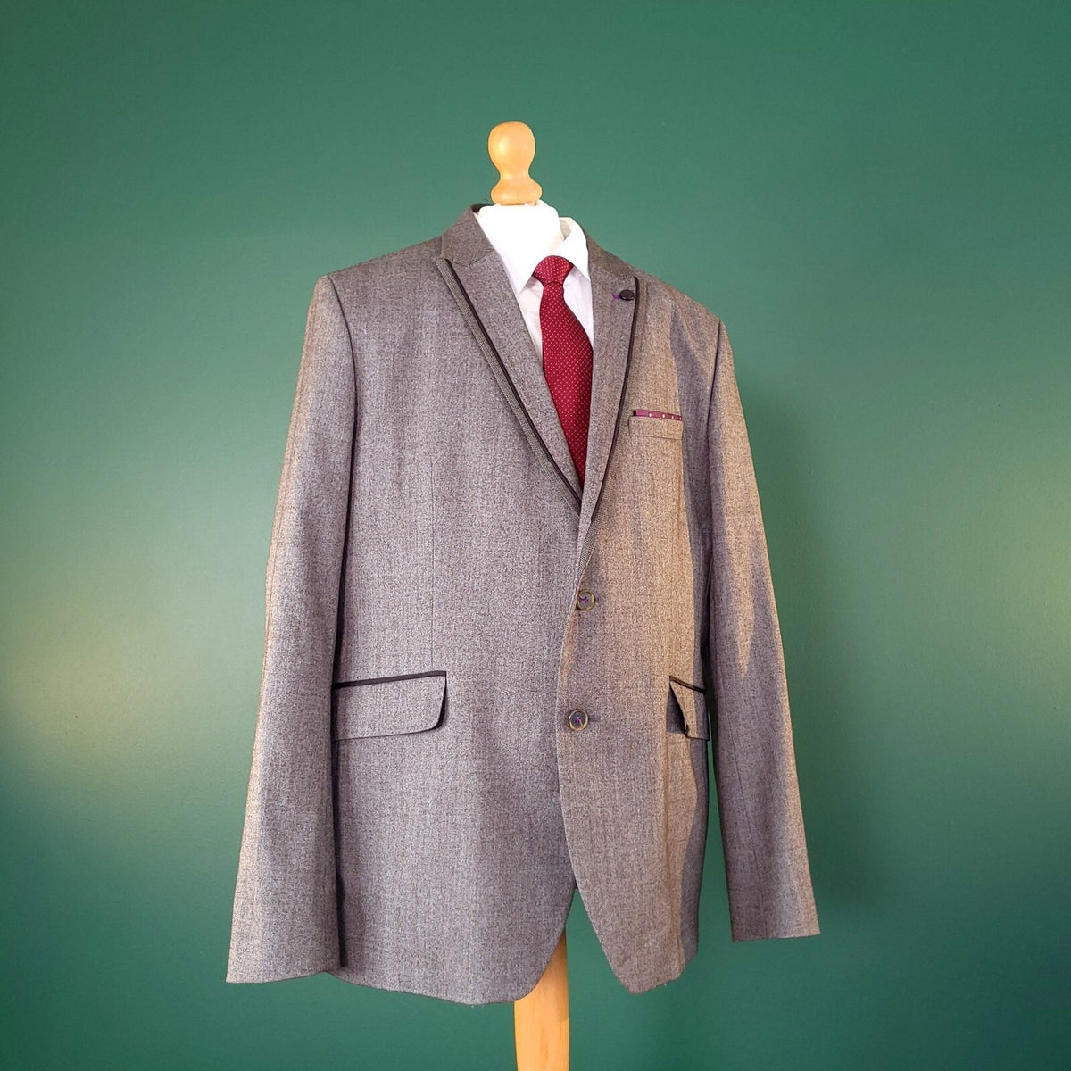 Ted Baker Tweed Blazer Jacket Mens 44R Regular Fit Grey Chess Lining Sport Coat