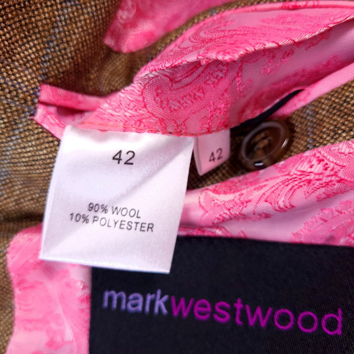 Mark Westwood Tweed Blazer Jacket Mens 42R Regular Fit Brown Blue Check Sport
