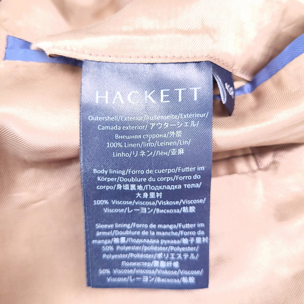 Hackett Linen Blazer Jacket Mens 42R Regular Fit Tan Sport Coat Two Button
