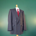 Vintage St Michael Wool Blazer Jacket Mens 42L Grey Pinstripe Double Breasted