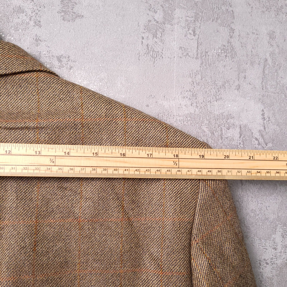 Marks & Spencer Tweed Blazer Jacket Mens 42S Beige Check Sport Coat Pure Wool