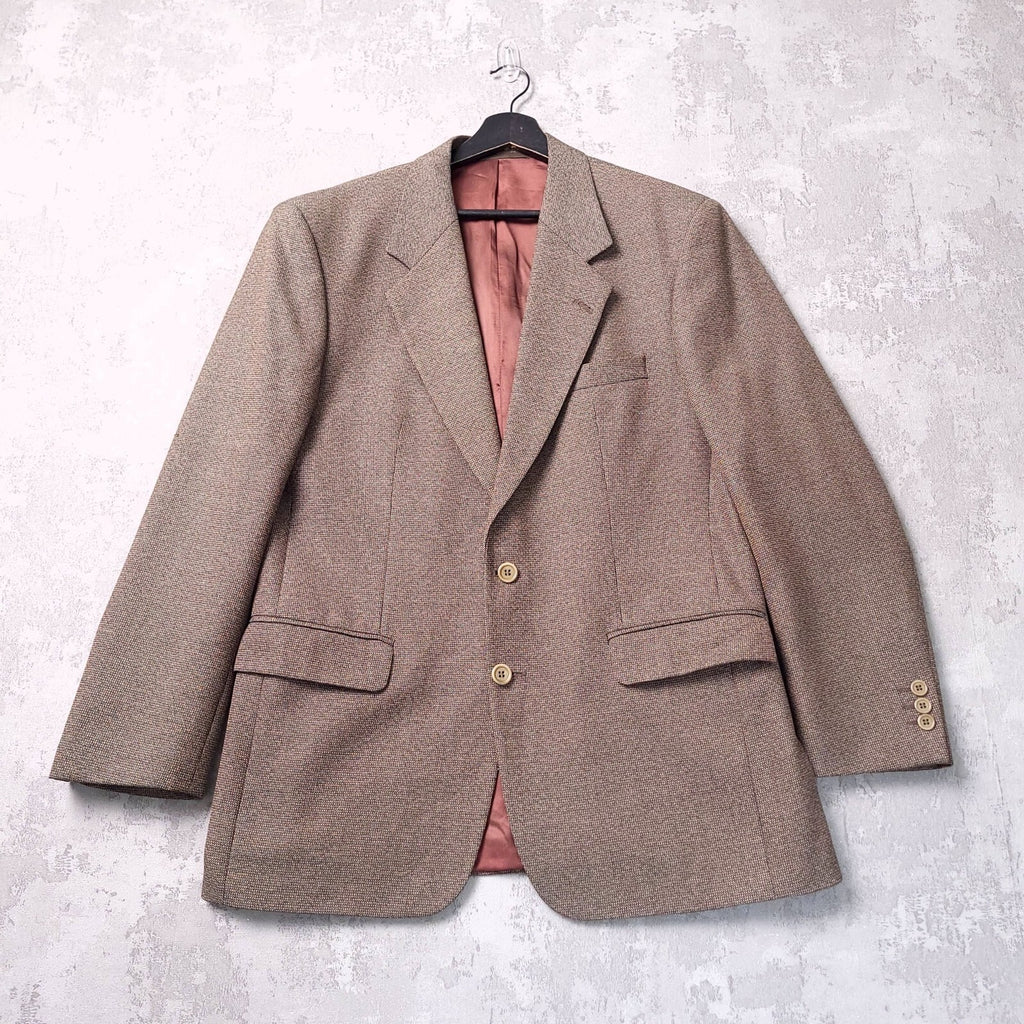 Brook Taverner Tweed Blazer Jacket Mens 38R Regular Fit Brown Sport Coat