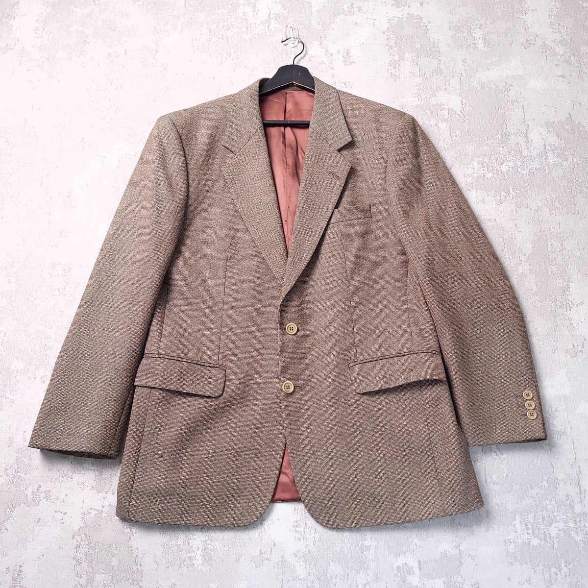 Brook Taverner Tweed Blazer Jacket Mens 38R Regular Fit Brown Sport Coat