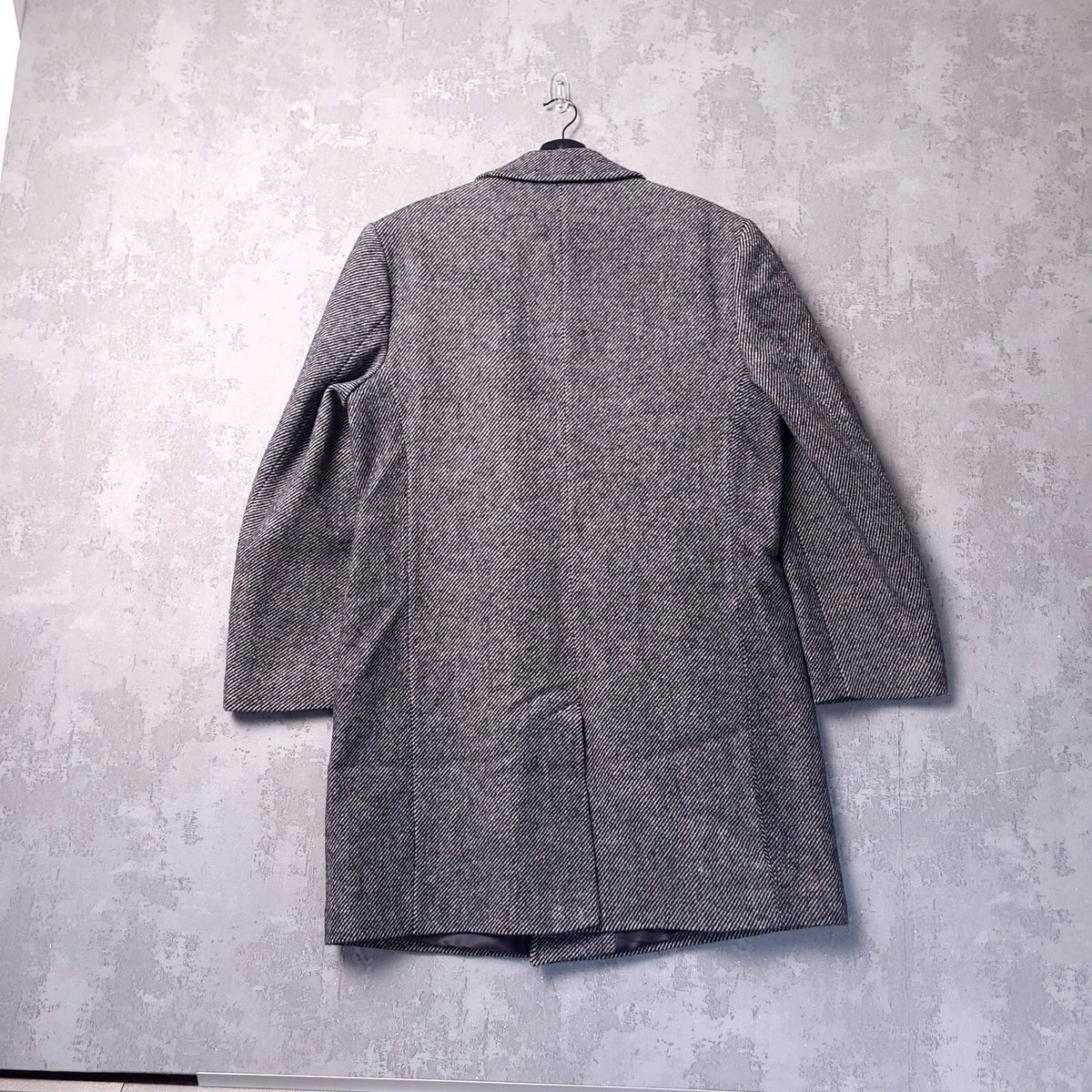 Brook Taverner Tweed Overcoat Mens 42R Regular Fit Grey Herringbone Wool Jacket