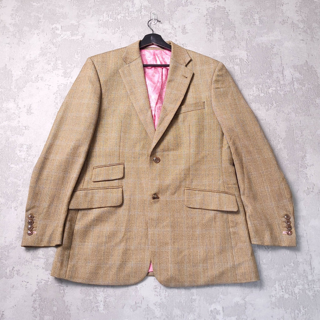Mark Westwood Tweed Blazer Jacket Mens 42R Regular Fit Brown Blue Check Sport