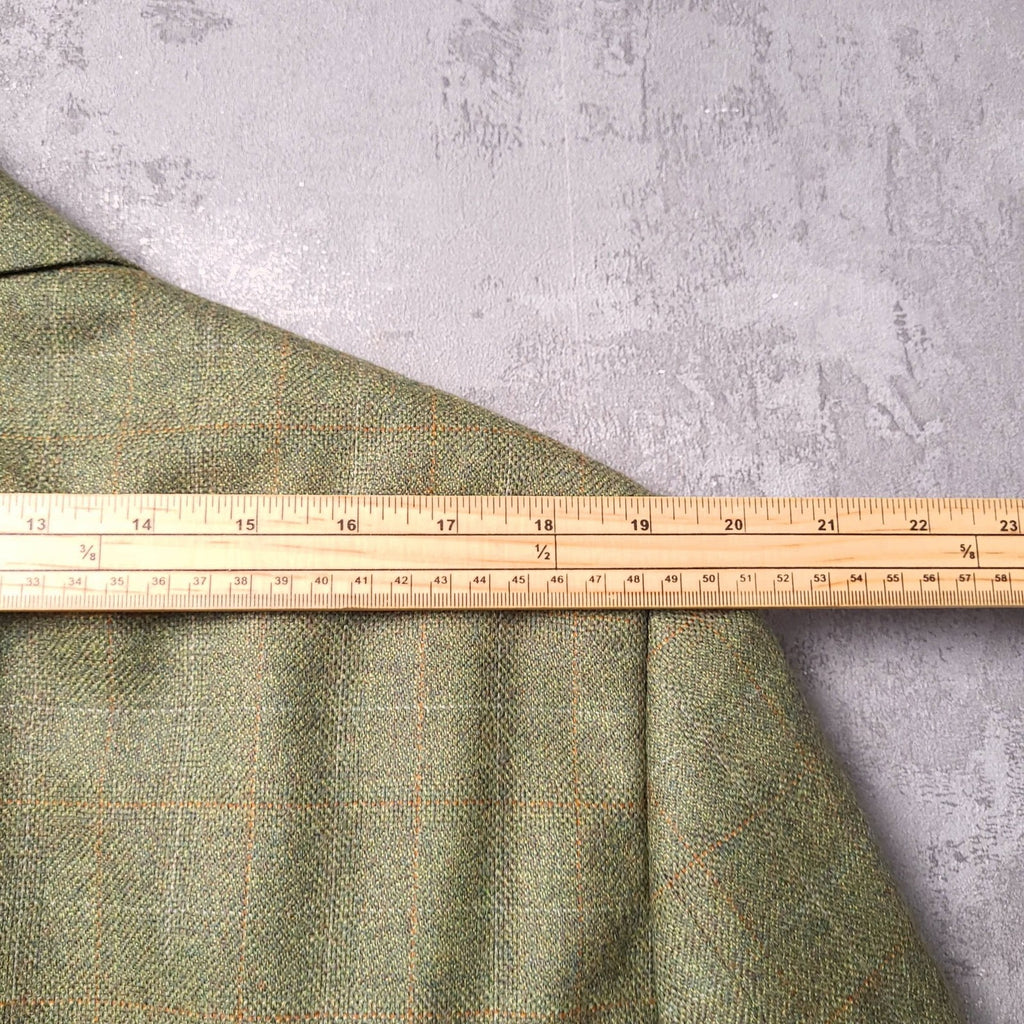 Brook Taverner Tweed Blazer Jacket Mens 46S Regular Fit Green Check Sport Coat