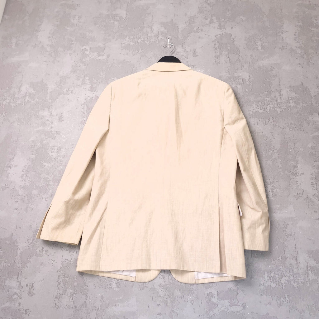 Charles Tyrwhitt Wool Linen Blazer Jacket Mens 42R Regular Fit Beige Sport Coat