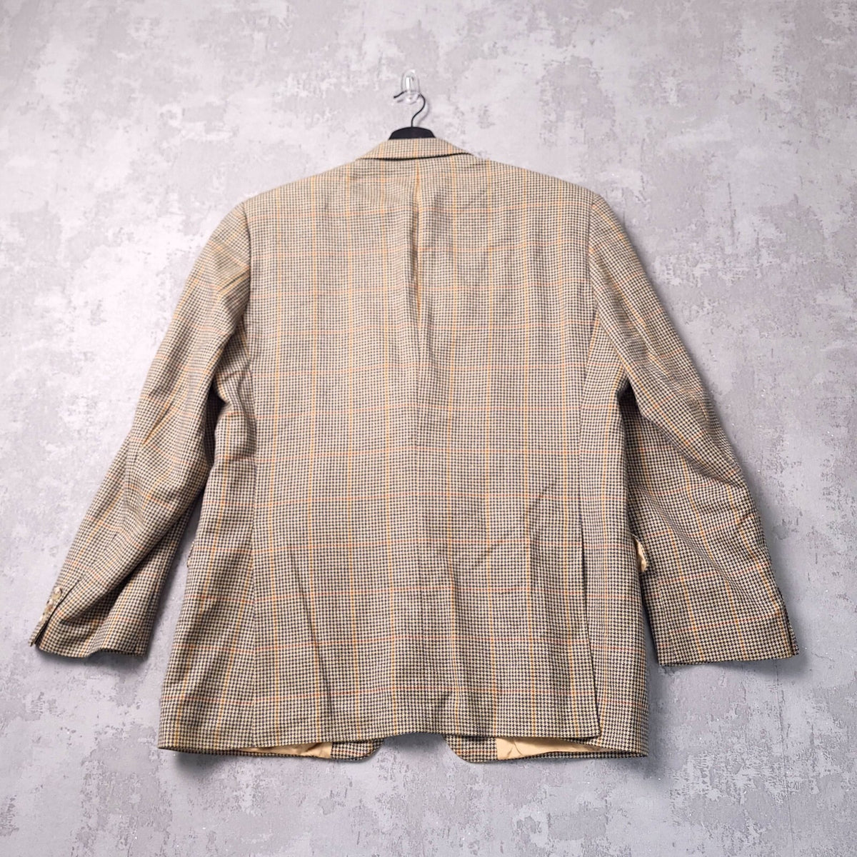 Magee Tweed Wool Blazer Mens 42R Regular Fit Tan Blue Check Jacket Sport Coat