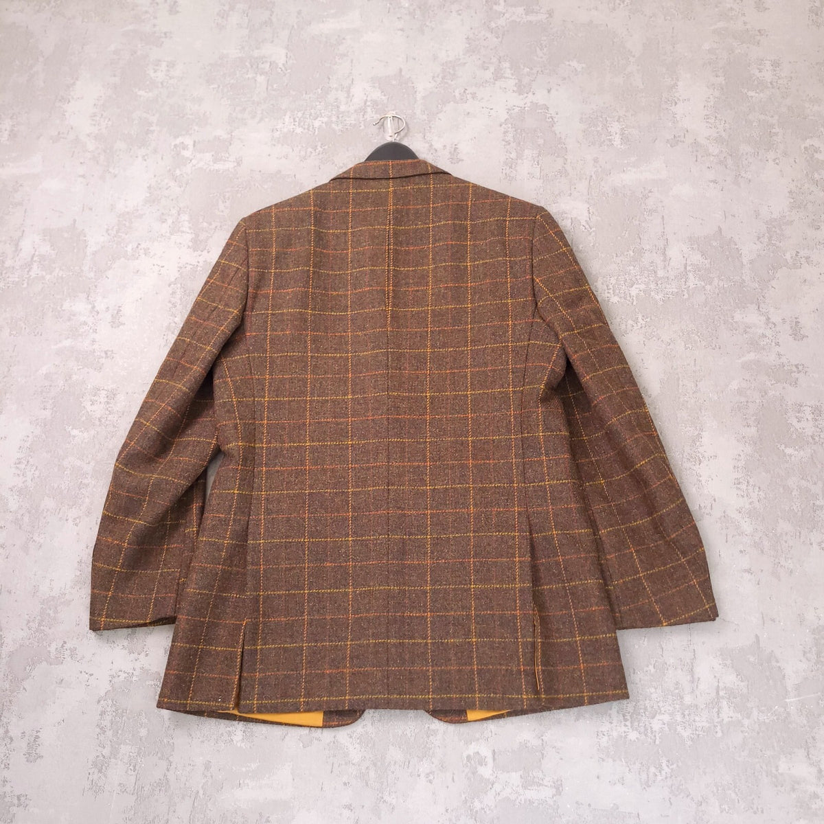 Brook Taverner Tweed Blazer Mens 40L Brown Check 100% Wool Jacket Sport Coat