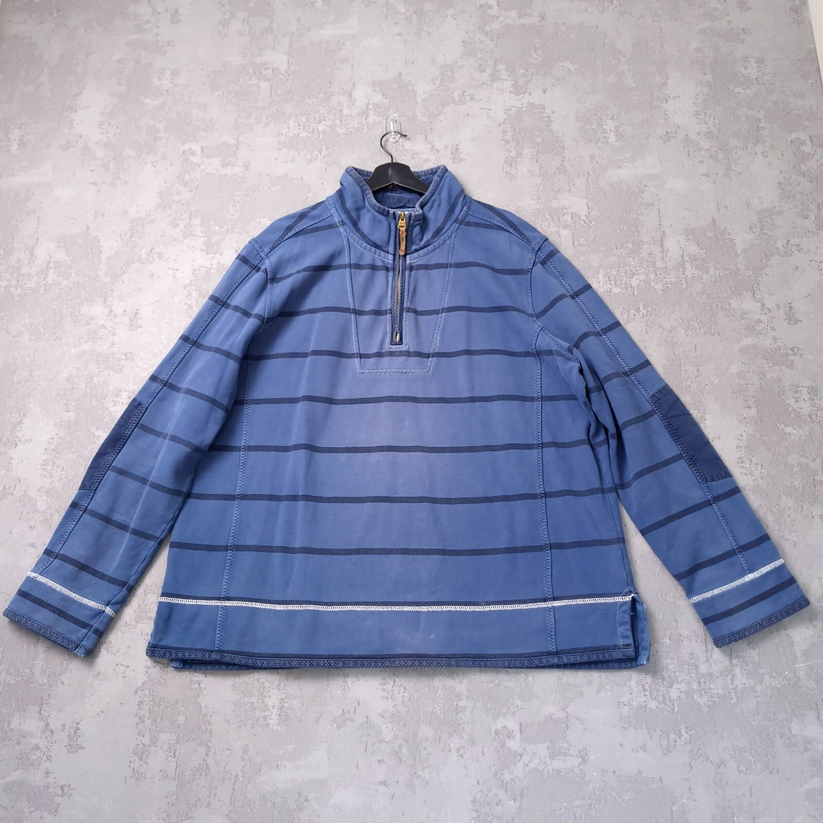 Fat Face Airlie Quarter Zip Jumper Mens 2XL XXL Blue Stripe Cotton