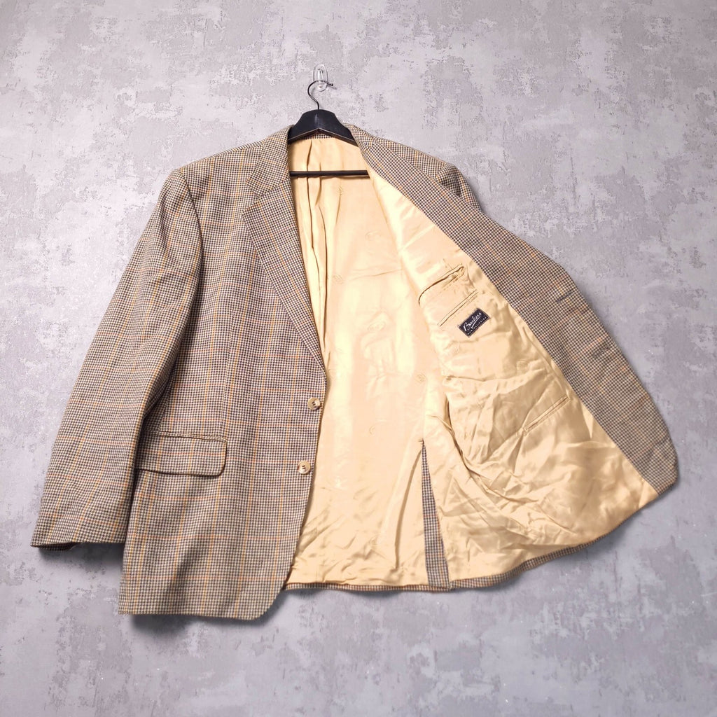 Magee Tweed Wool Blazer Mens 42R Regular Fit Tan Blue Check Jacket Sport Coat