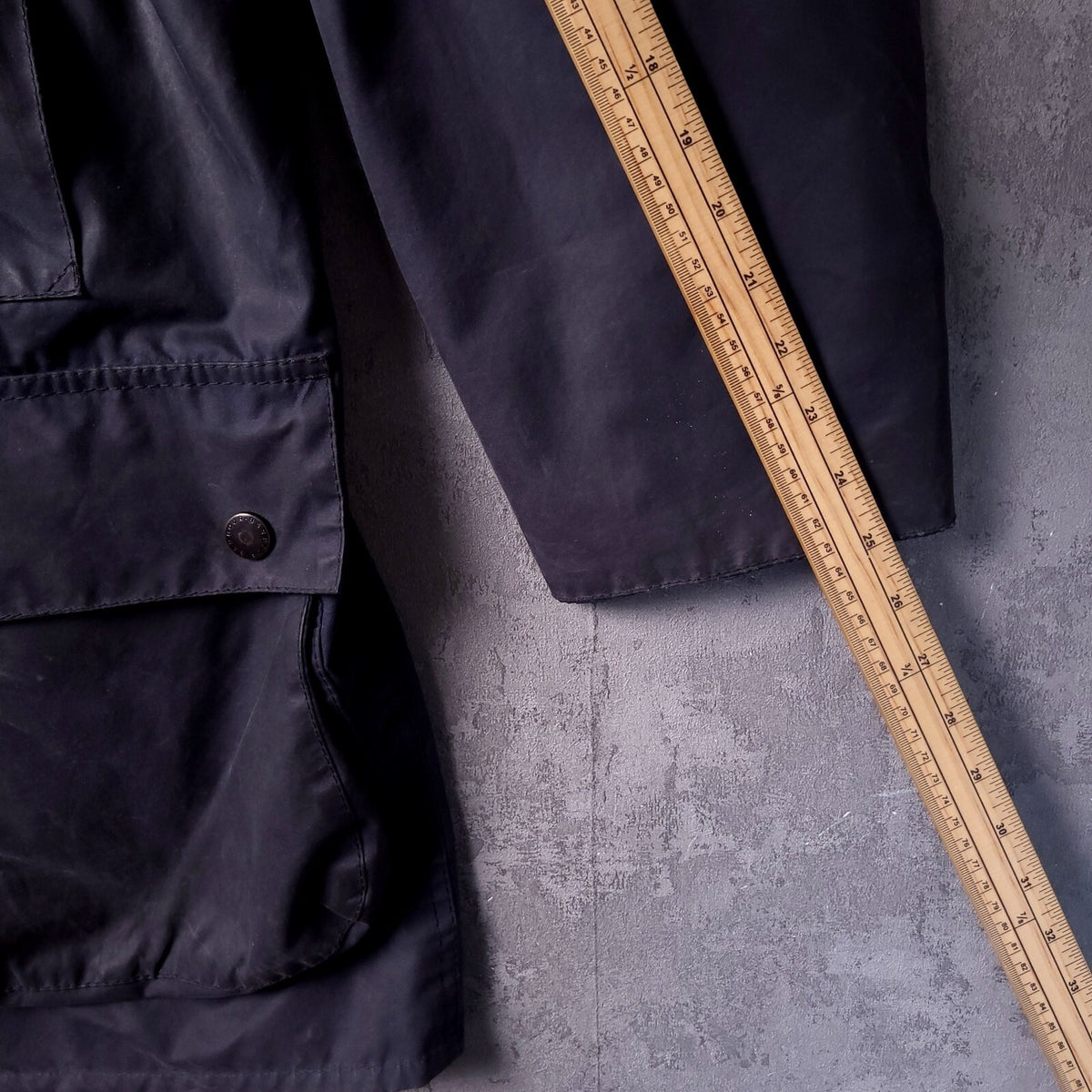 Barbour Wax Border Jacket Mens 46R Regular Fit Navy Blue Tartan Lined Coat