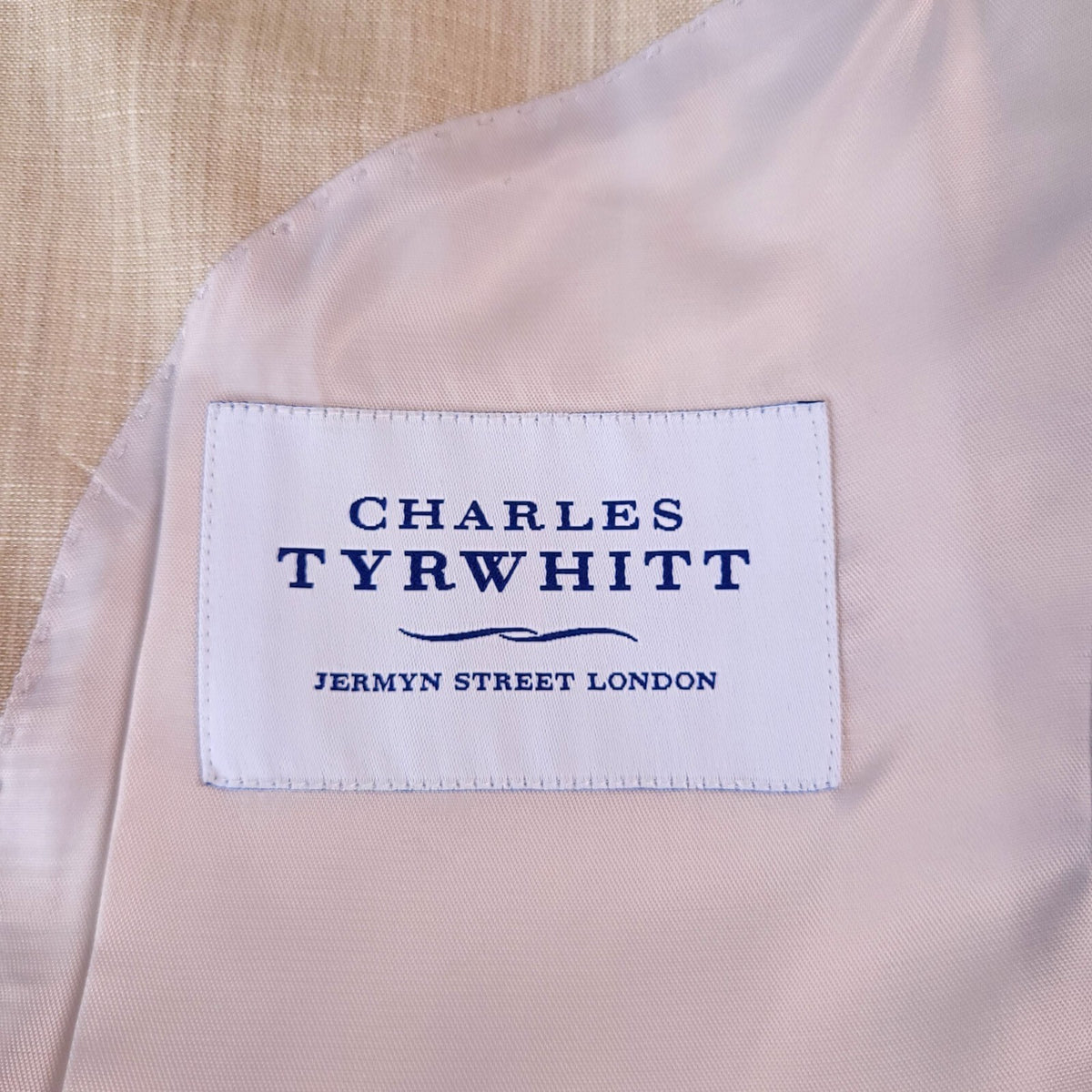 Charles Tyrwhitt Wool Linen Blazer Jacket Mens 42R Regular Fit Beige Sport Coat