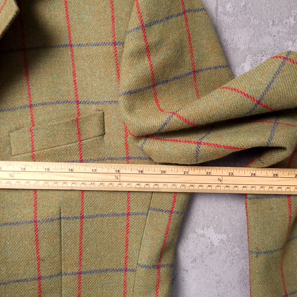 Brook Taverner Tweed Blazer Mens 40S Olive Green Windowpane Check MoonWool