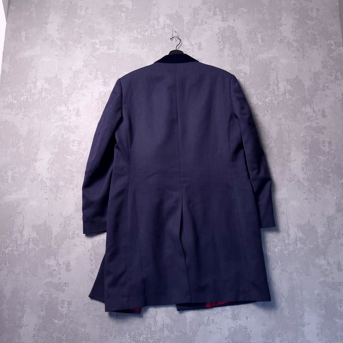 Samuel Windsor Wool Overcoat Mens 44R Reg Fit Navy Chesterfield Velvet Collar