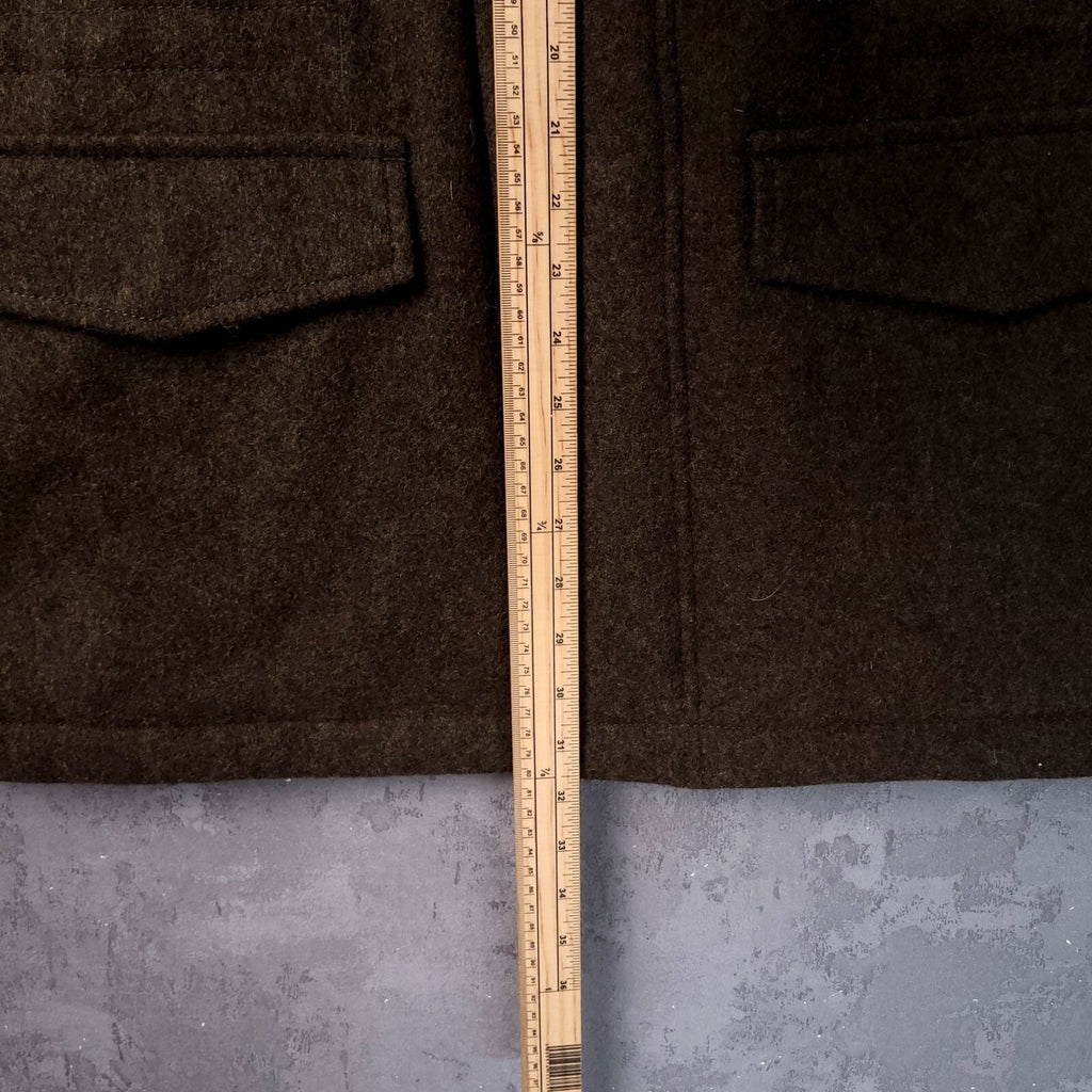 Marks & Spencer Wool Tweed Overcoat Jacket Mens XL Regular Fit Khaki Field