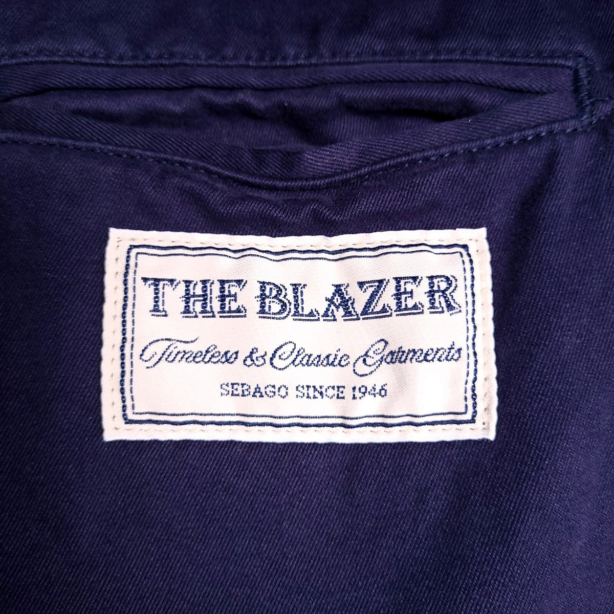 Sebago Blazer Jacket Mens 42 Regular Fit Navy Blue Sport Coat Cotton Chore