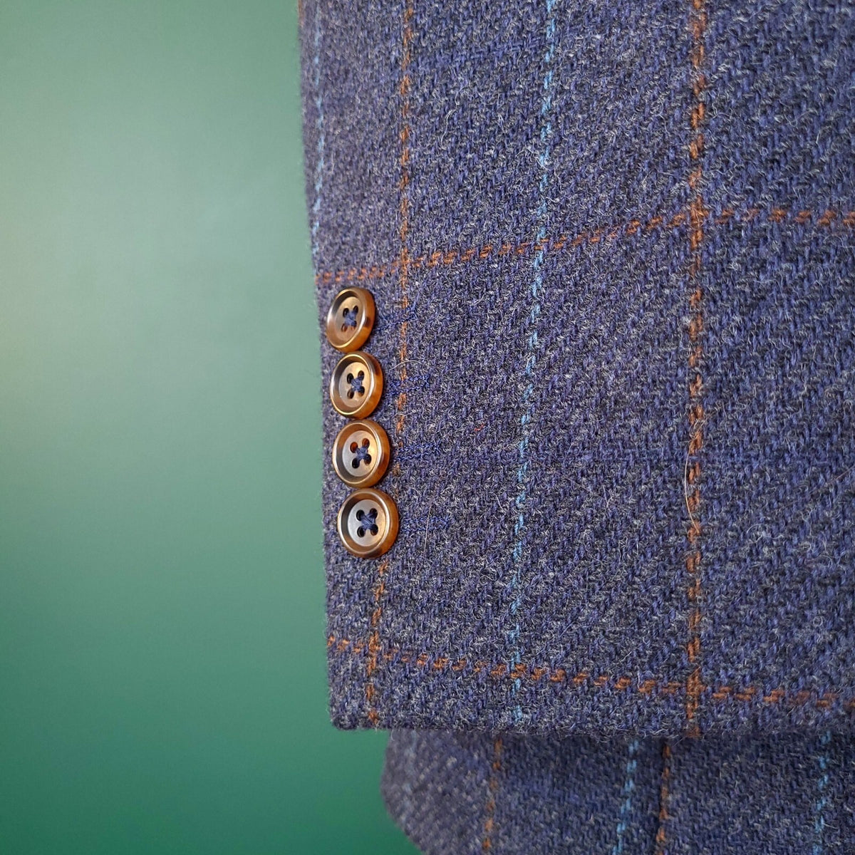 Brook Taverner Tweed Blazer Mens 44R Regular Fit Blue Check 100% Wool Jacket