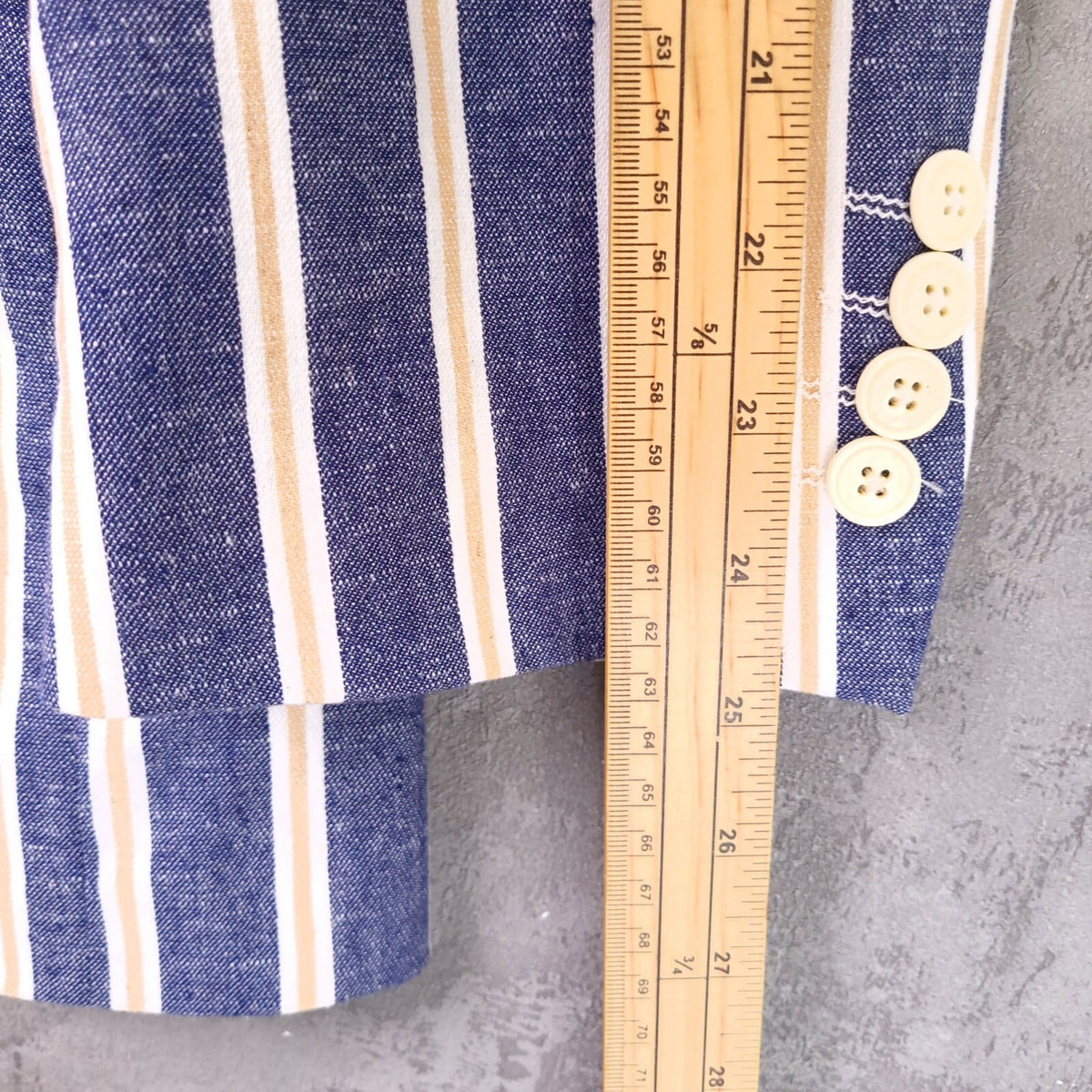 Brook Taverner Linen Blazer Mens 46S Short Fit Blue White Stripe Jacket Boating
