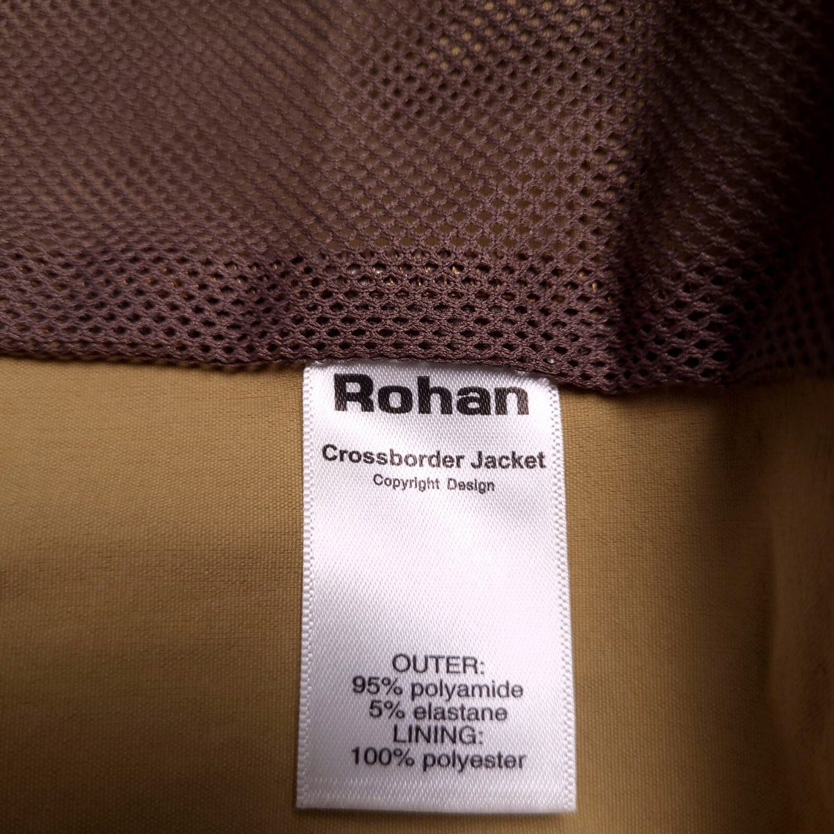 Rohan Crossborder Jacket Mens Small Tan Stretch Mesh Lined Windbreaker