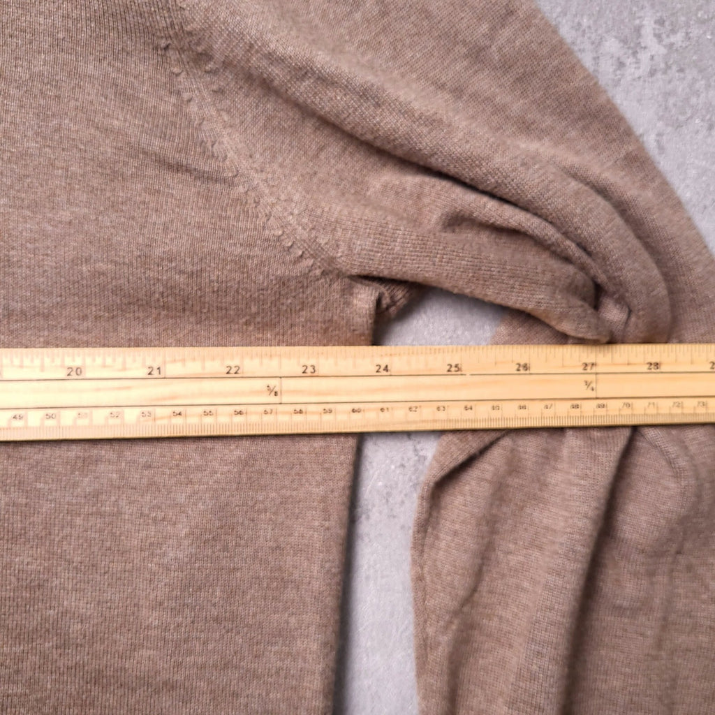 Hackett London Cotton Silk Jumper Mens XL Reg Fit Brown Coffee V Neck Sweater