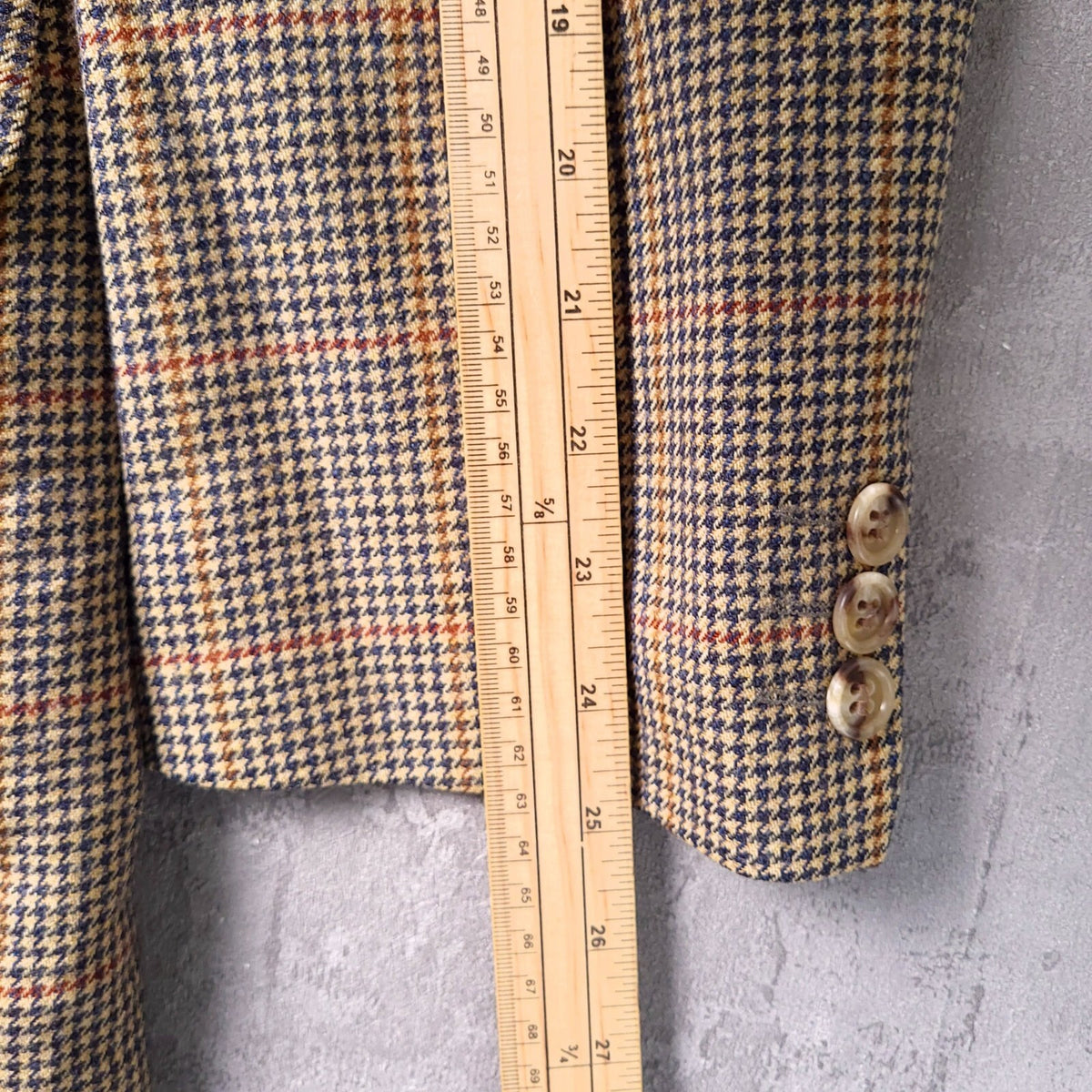 Magee Tweed Wool Blazer Mens 42R Regular Fit Tan Blue Check Jacket Sport Coat