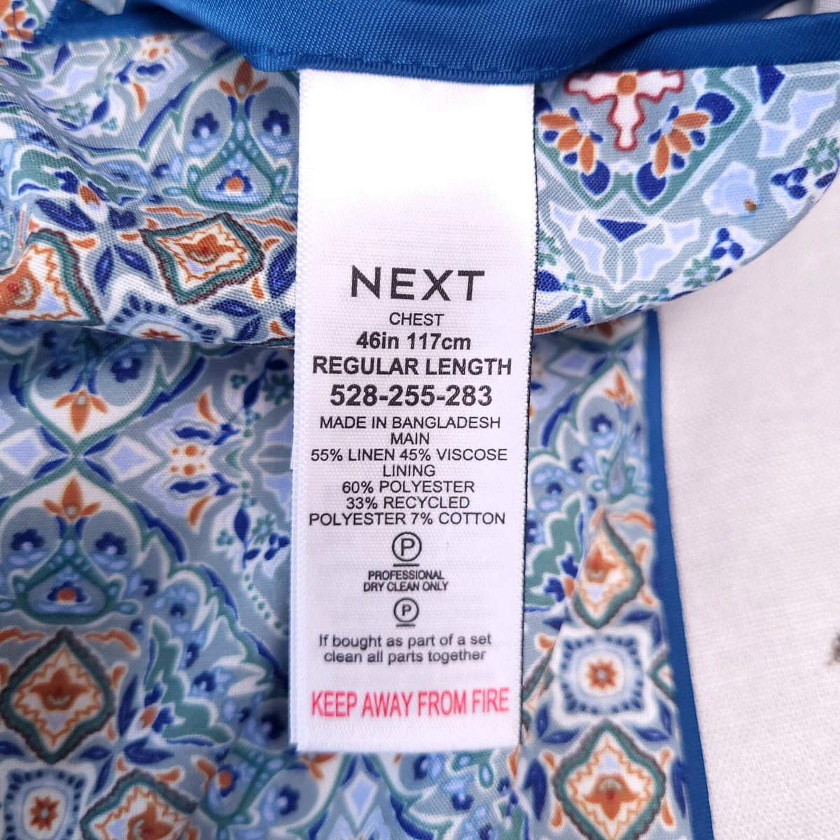 Next Tailoring Linen Blazer Jacket Mens 46R Slim Fit Light Grey Double Breasted