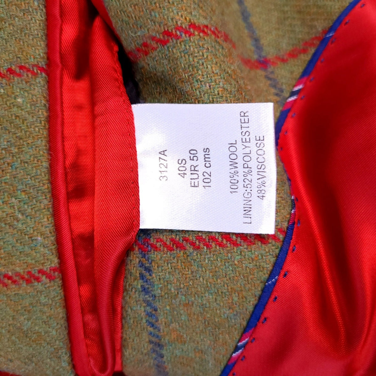 Brook Taverner Tweed Blazer Mens 40S Olive Green Windowpane Check MoonWool