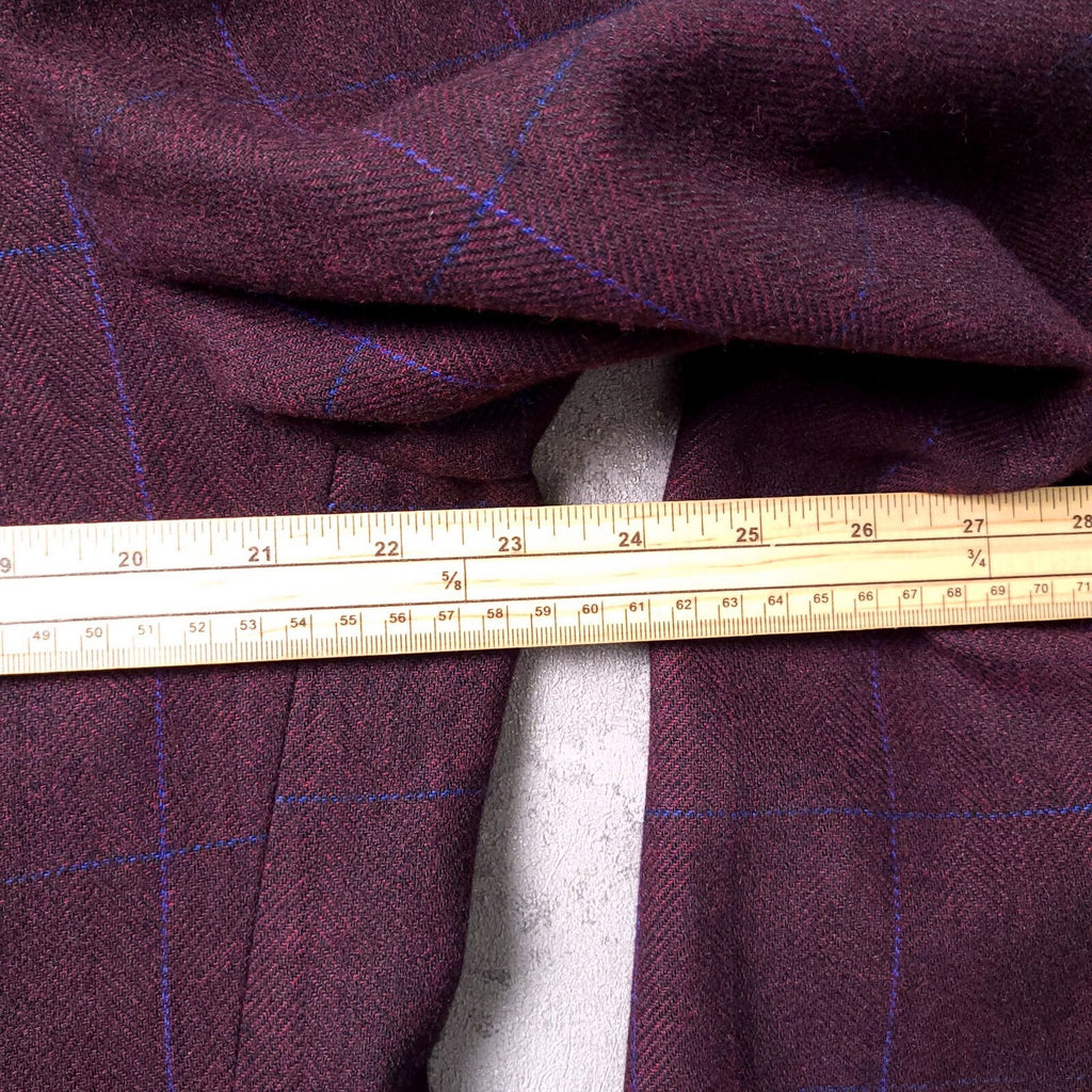 Harry Brown Tweed Blazer Jacket Mens 46S Regular Fit Burgundy Blue Check Sport