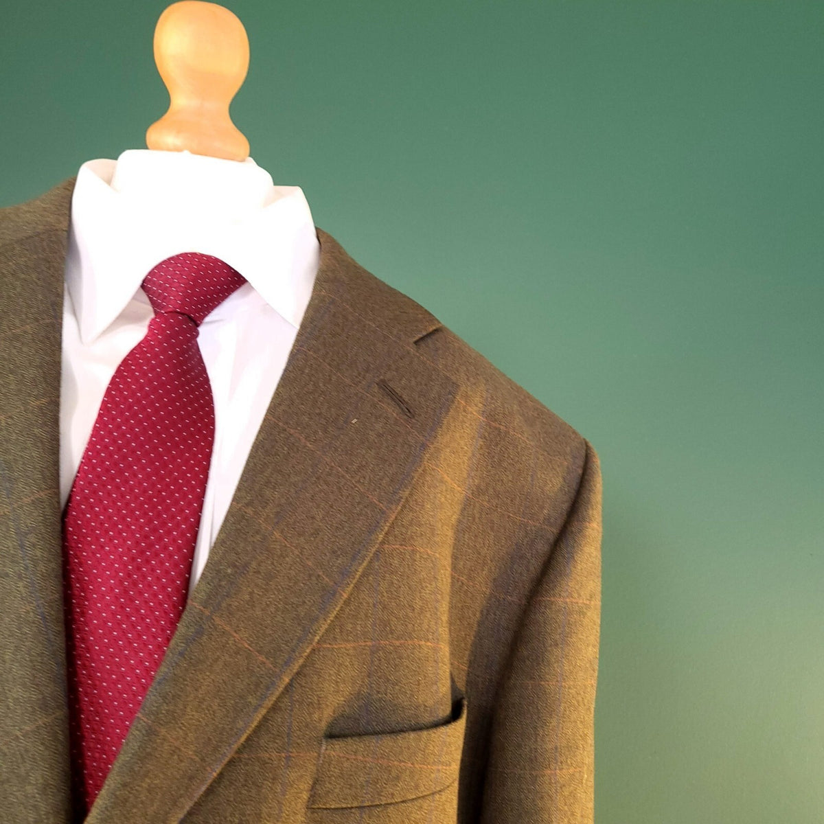 James Barry Tweed Blazer Jacket Mens 46R Reg Fit Olive Green Check Sport Coat