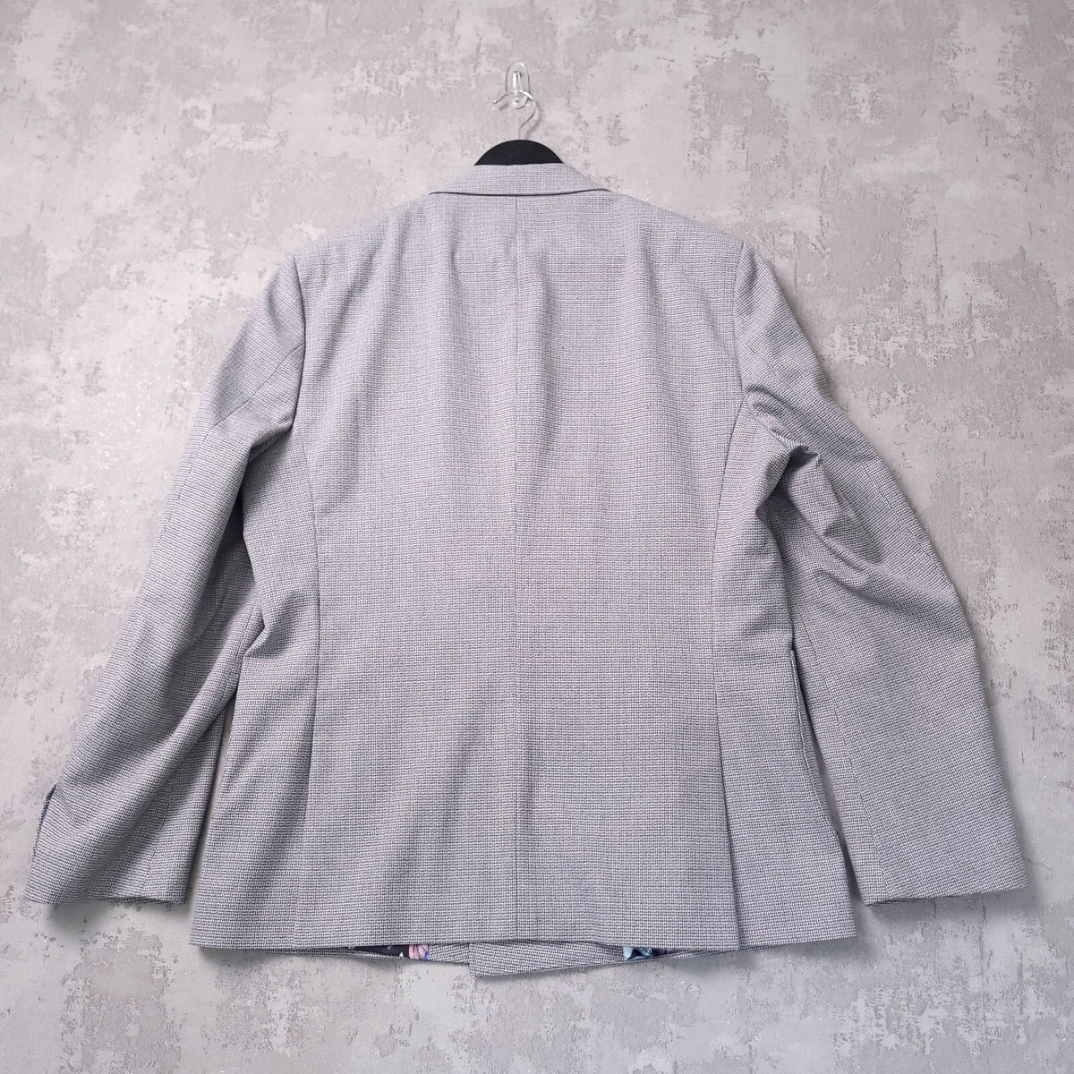 Next Blazer Jacket Mens 44R Slim Fit Grey Check Double Breasted Sport Coat