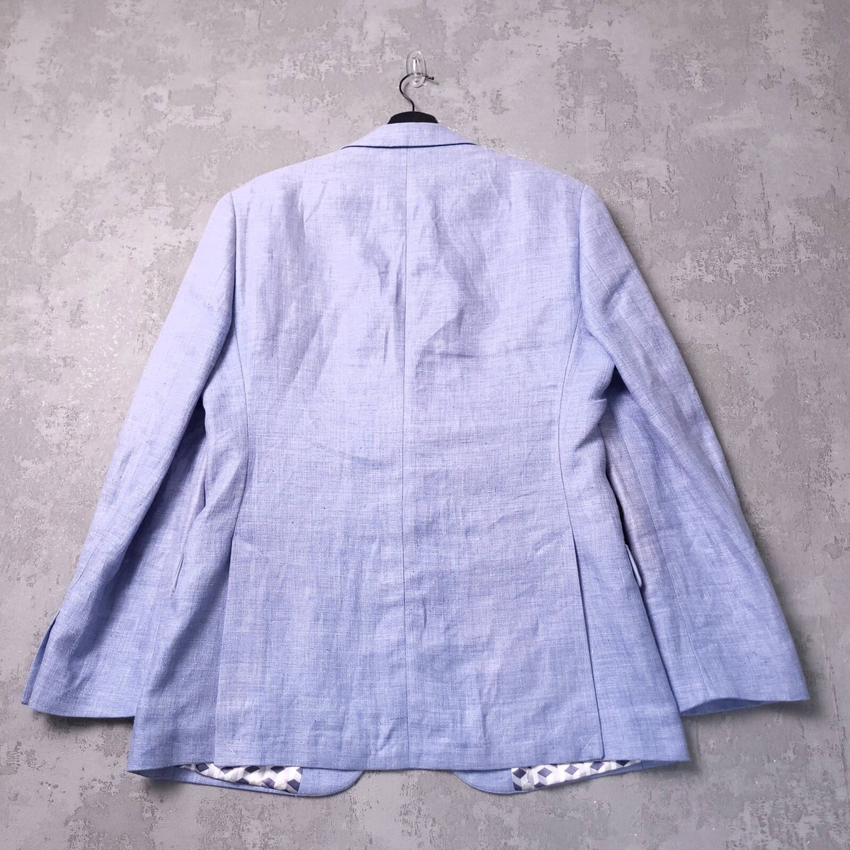 Moss Linen Blazer Jacket Mens 40R Tailored Fit Light Blue Sport Coat