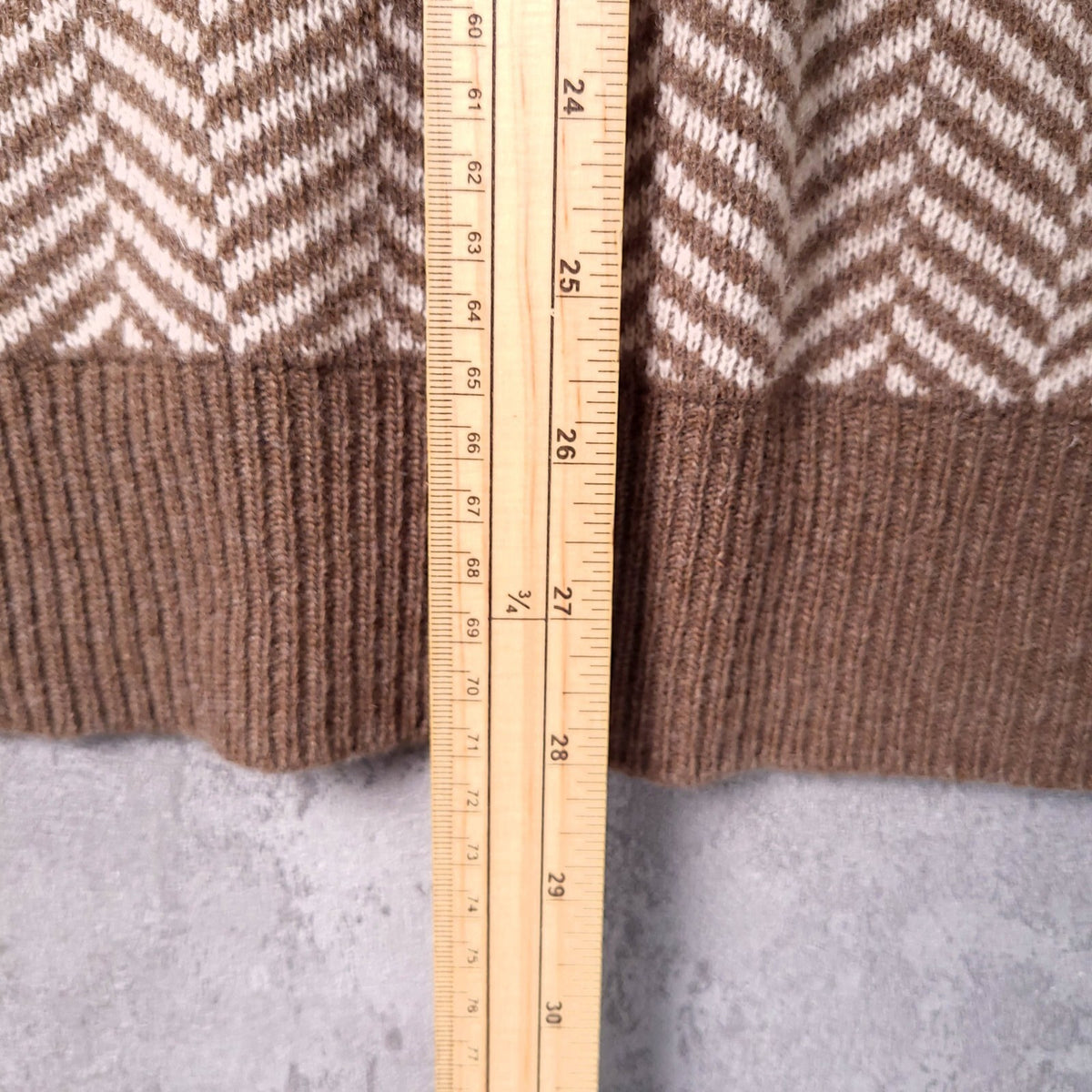 Next Signature Wool Cashmere Jumper Mens L Regular Fit Brown Herringbone Quarter