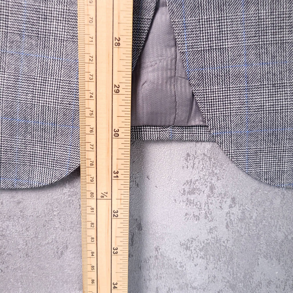Vintage St Michael Tweed Blazer Jacket Mens 42R Regular Fit Grey Blue Check
