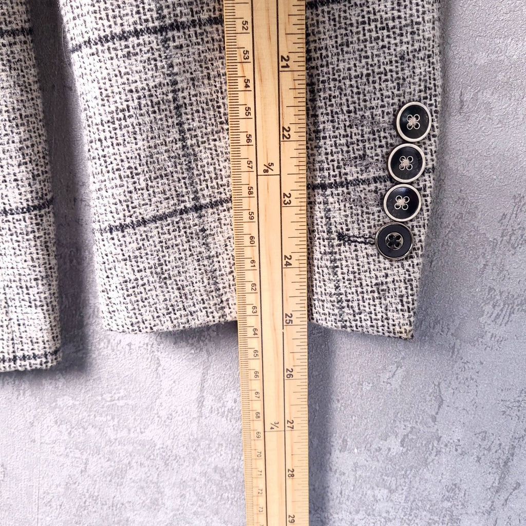 Marc Darcy Tweed Blazer Waistcoat Mens 38R Regular Grey Check Elbow Patch