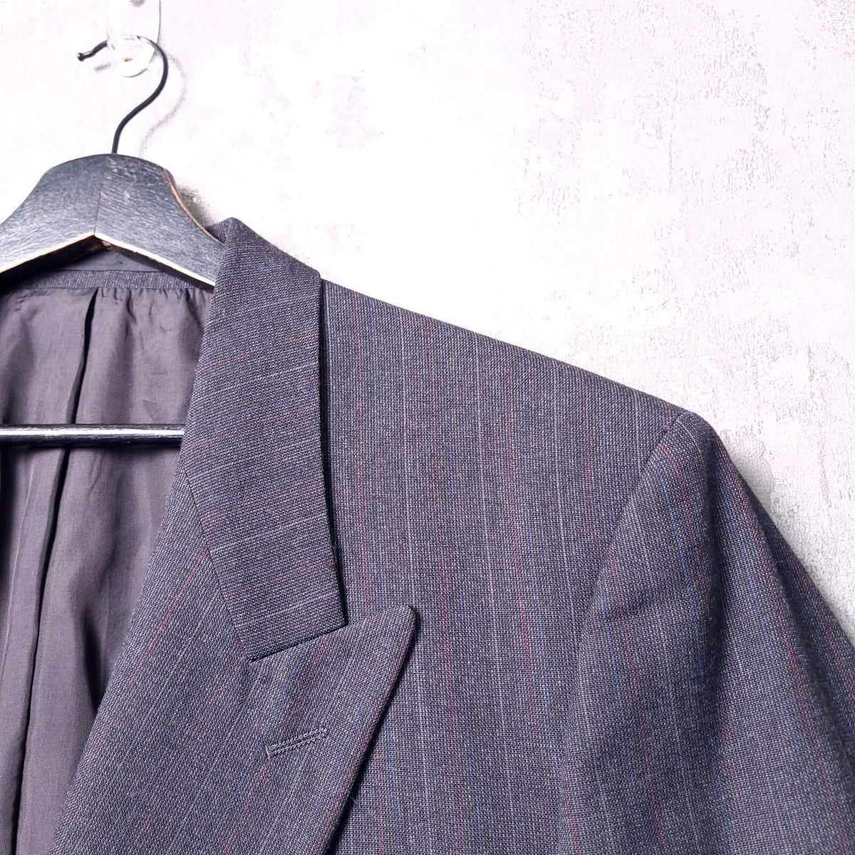 Vintage St Michael Wool Blazer Jacket Mens 42L Grey Pinstripe Double Breasted