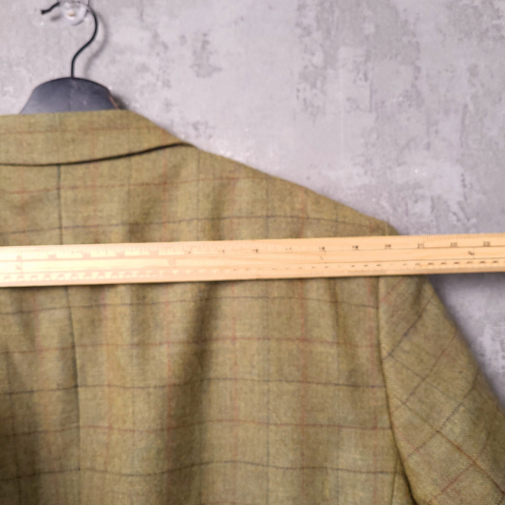 Samuel Windsor Tweed Blazer Jacket Mens 46R Regular Fit Green Check Sport Coat