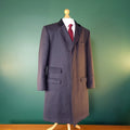 Samuel Windsor Wool Overcoat Mens 42R Reg Fit Grey Velvet Collar Crombie Coat