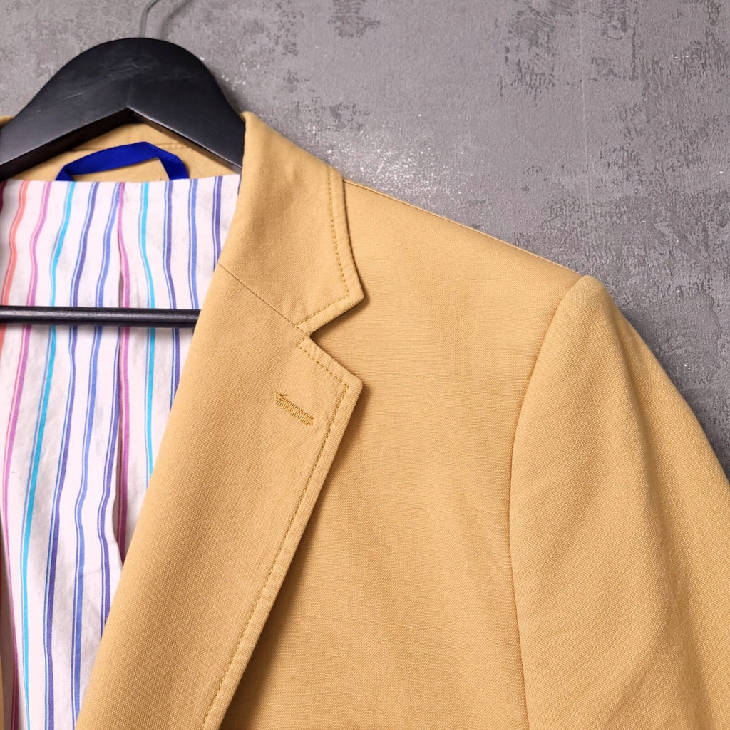 Brook Taverner Linen Blazer Jacket Mens 44R Regular Fit Yellow Cotton Sport Coat