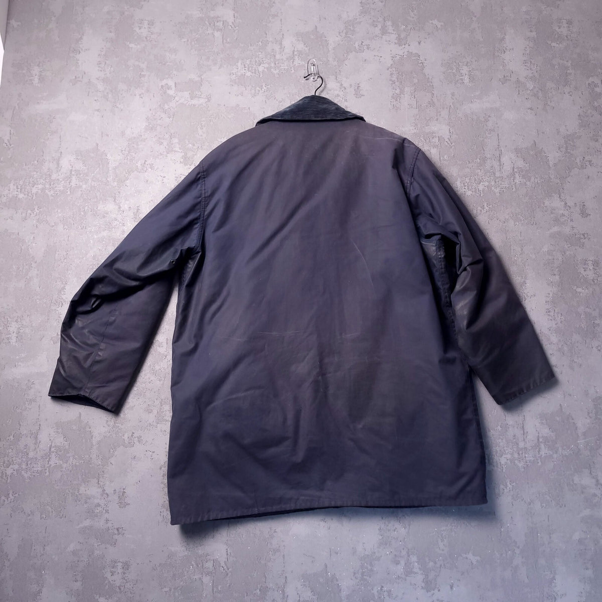 Barbour Wax Border Jacket Mens 46R Regular Fit Navy Blue Tartan Lined Coat
