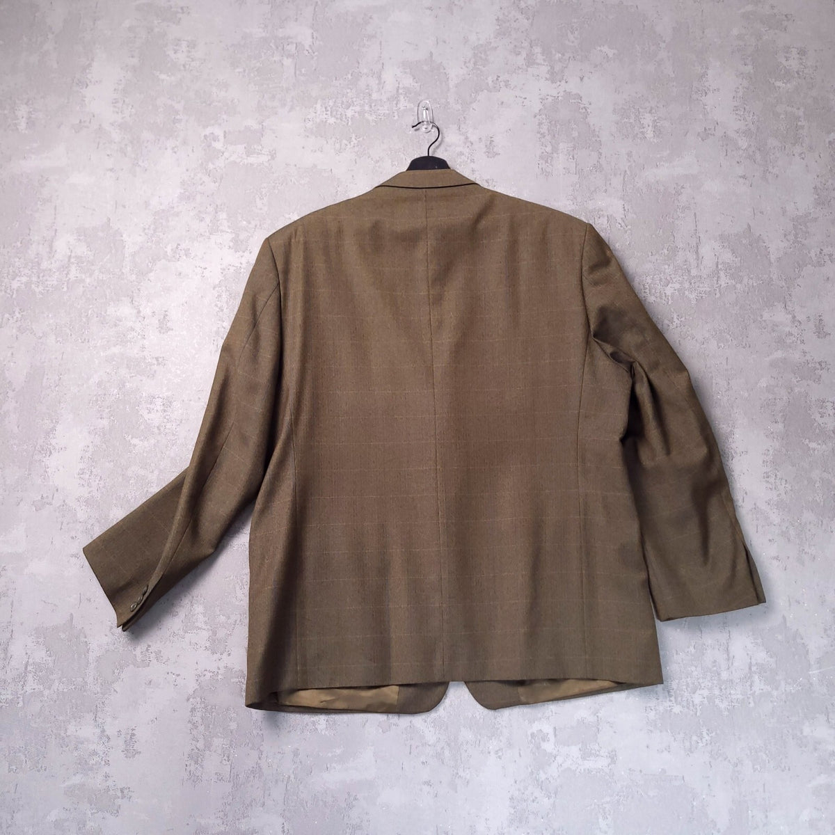 James Barry Tweed Blazer Jacket Mens 46R Reg Fit Olive Green Check Sport Coat