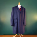 Samuel Windsor Wool Overcoat Mens 44R Reg Fit Navy Chesterfield Velvet Collar