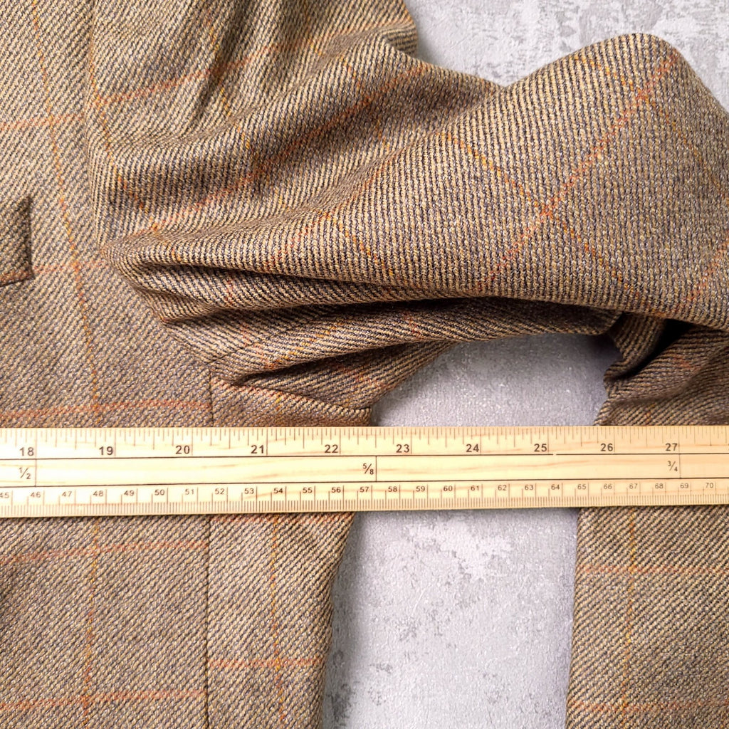 Marks & Spencer Tweed Blazer Jacket Mens 42S Beige Check Sport Coat Pure Wool