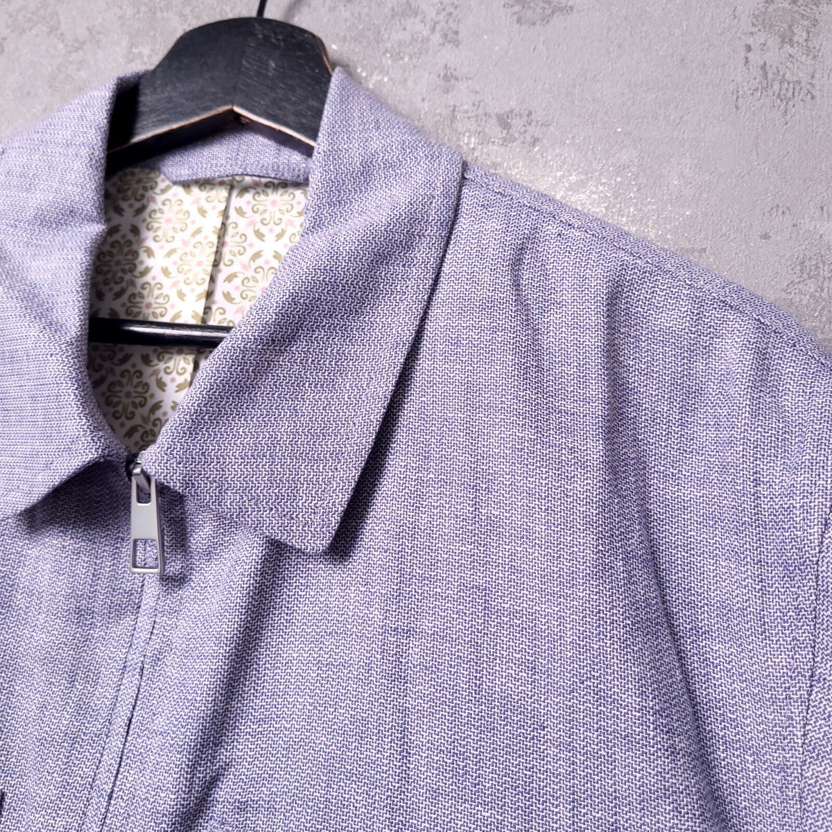 Next Linen Jacket Mens Medium Regular Fit Blue Harrington Chore Work Full Zip